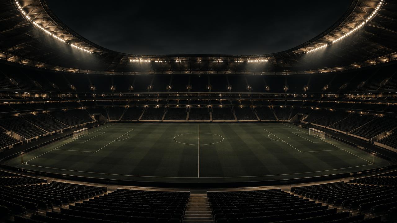 Stade de football éclairé de nuit